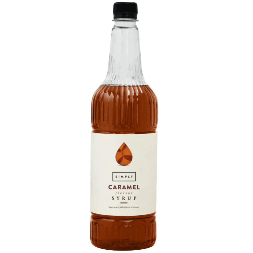 1 Litre bottle of Simply Caramel Syrup for coffee and desserts