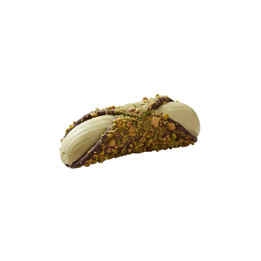 Salted pistachio gluten free cannoli dessert on a transparent background