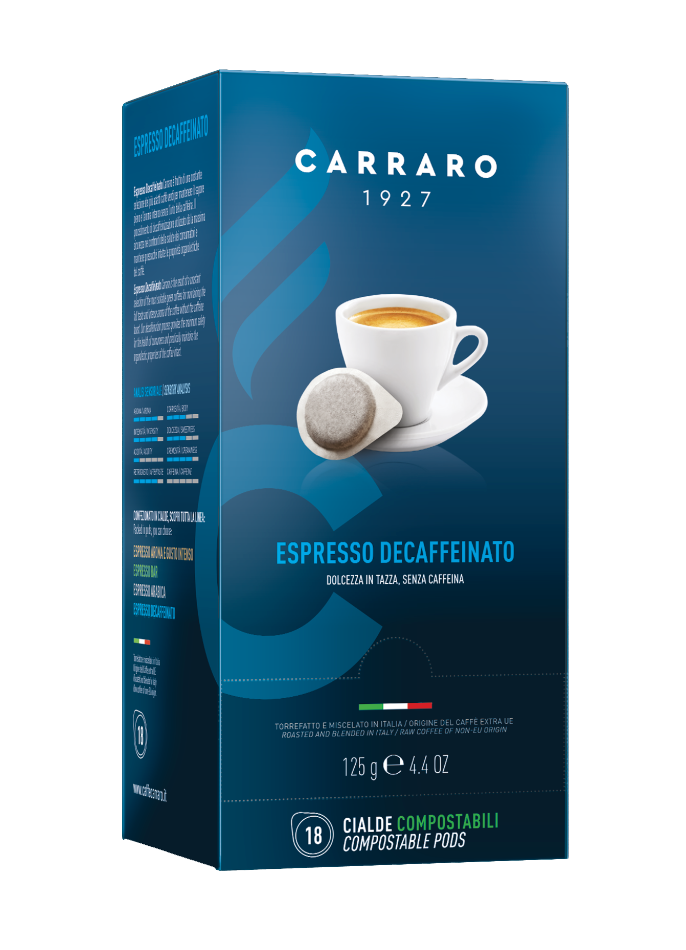 Carraro Decaf Italian ESE Espresso Pods 150 x 7g
